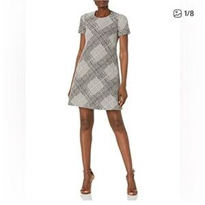 Calvin Klein Plaid Cross Box Short Sleeve Dress Size NWT